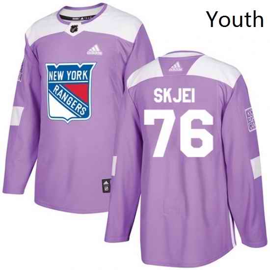 Youth Adidas New York Rangers 76 Brady Skjei Authentic Purple Fights Cancer Practice NHL Jersey